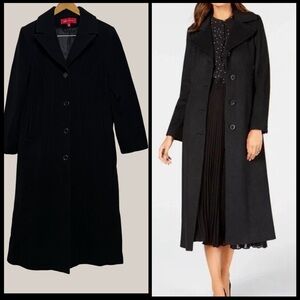Anne Klein Long Black Wool Blend Coat Women’s Sz 10 Classic Professional Career